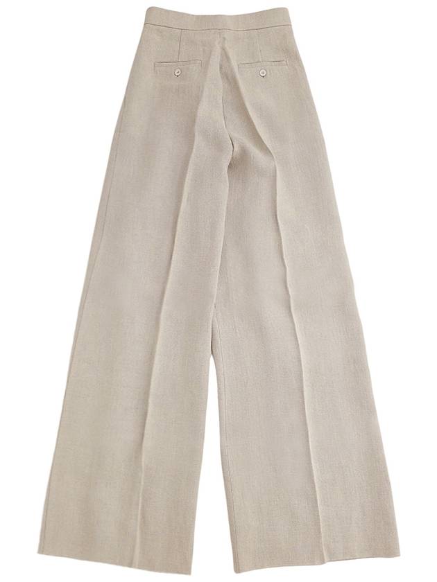 Caden Linen Pleated Wide Pants Beige - MAX MARA - BALAAN 3