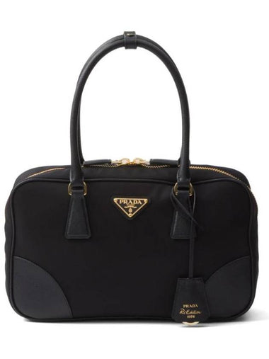 Re-Edition 1978 Re-Nylon Saffiano Leather Medium Tote Bag Black - PRADA - BALAAN 1