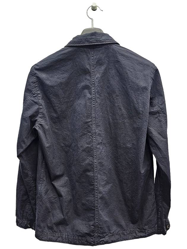 Brushed Organic Cotton Overshirt Jacket Navy - STONE ISLAND - BALAAN 3