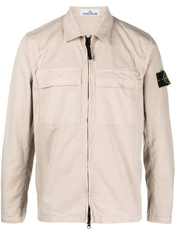 Wappen Patch Double Pocket Cotton Zip-Up Jacket Beige - STONE ISLAND - BALAAN 1