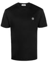 Logo Patch Short Sleeve T-Shirt Black - STONE ISLAND - BALAAN 2