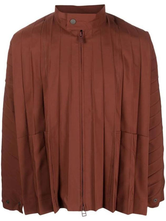 High Neck Zip Up Jacket Brown - ISSEY MIYAKE - BALAAN 1