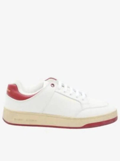 Logo Calf Leather Low Top Sneakers White - SAINT LAURENT - BALAAN 2