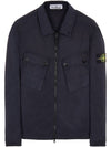 Men's Wappen Patch Two-Pocket Overshirt Zip-Up Jacket Navy - STONE ISLAND - BALAAN 2