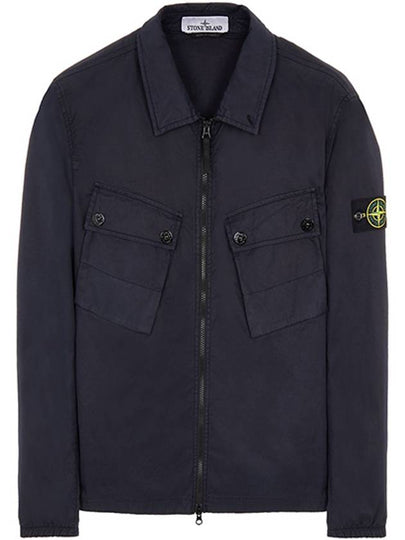 Men's Wappen Patch Two-Pocket Overshirt Zip-Up Jacket Navy - STONE ISLAND - BALAAN 2