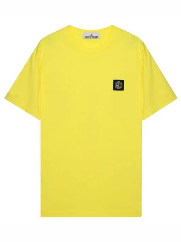 Logo Patch Cotton Short Sleeve T-Shirt Yellow - STONE ISLAND - BALAAN 2