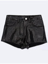 Women's High Shine Leather Shorts Black - COURREGES - BALAAN.