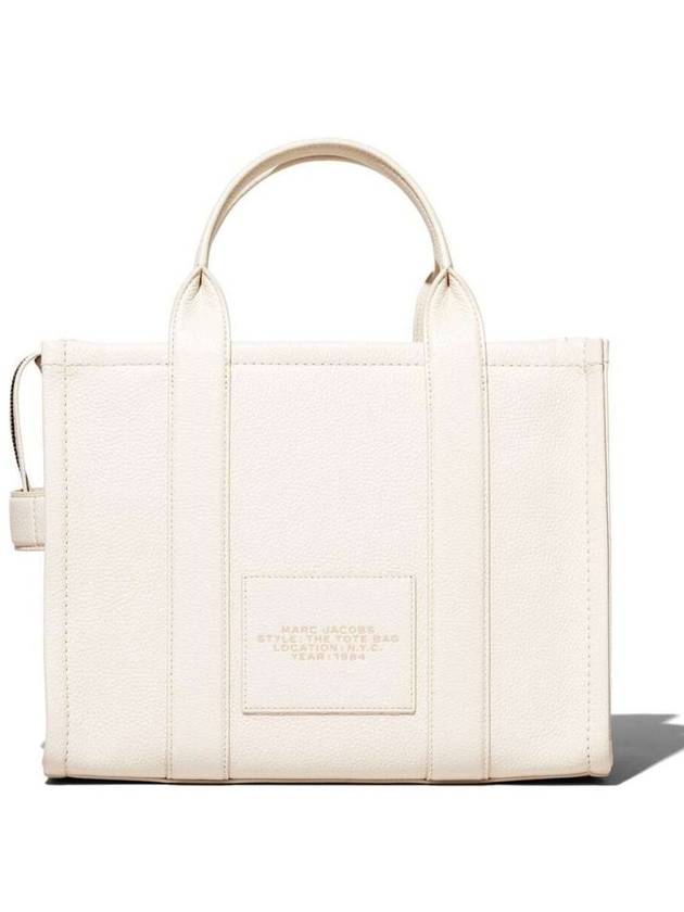 Logo Medium Leather Tote Bag Ivory - MARC JACOBS - BALAAN 3