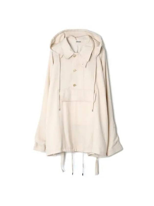 AIRY WOOL VIYELLA P O ANORAK Ivory WHITE A23AP01VT Airy Wool Viyella Anorak - AURALEE - BALAAN 1