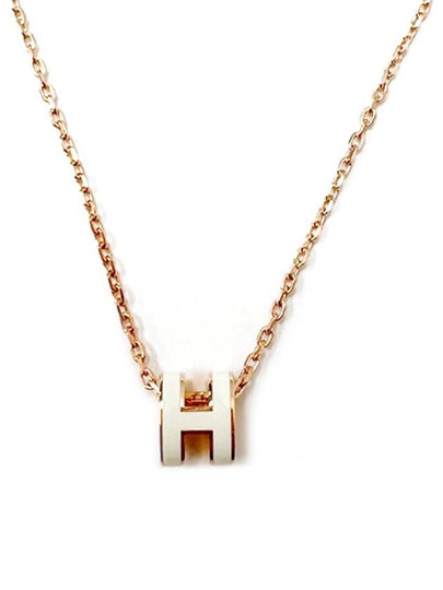 Mini Pop H Pendant Rose Gold & Blanc - HERMES - BALAAN 2