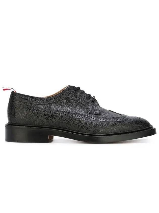 Men's Three Stripes Tab Pebble Grain Long Wing Sole Brogue Black - THOM BROWNE - BALAAN.