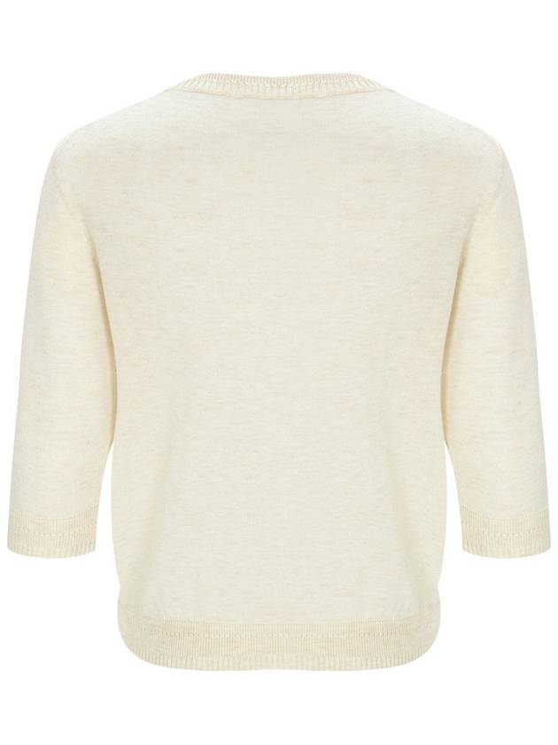 Glitter Round Neck Knit Top Cream Ivory - CALLAITE - BALAAN 7