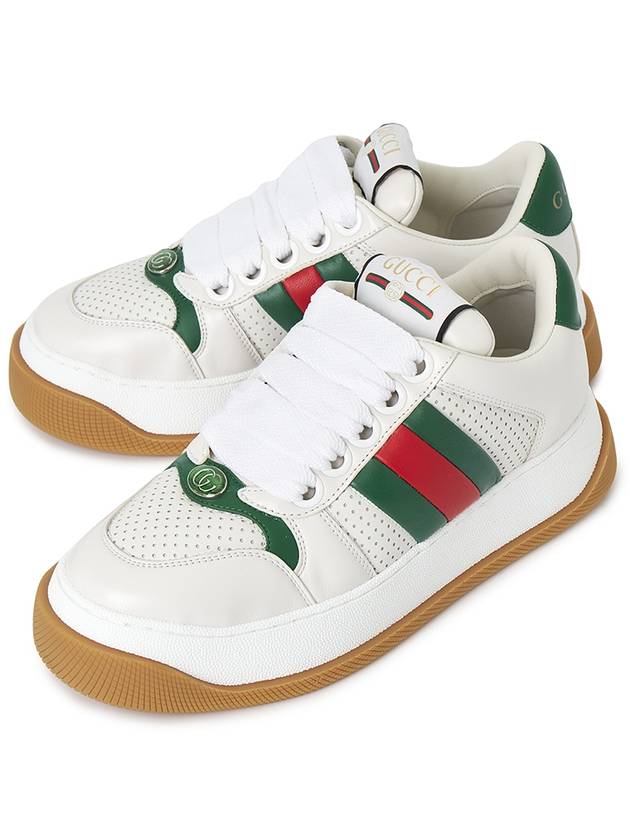 Screener Web Leather Low Top Sneakers White - GUCCI - BALAAN 2