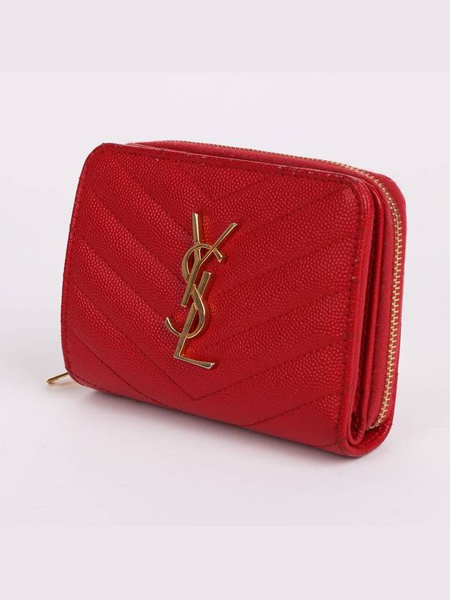 YSL gold plated red women s wallet 403723 - SAINT LAURENT - BALAAN 3