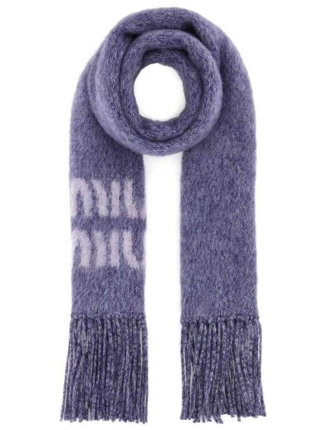 Logo Mohair Fringe Muffler Purple - MIU MIU - BALAAN 1