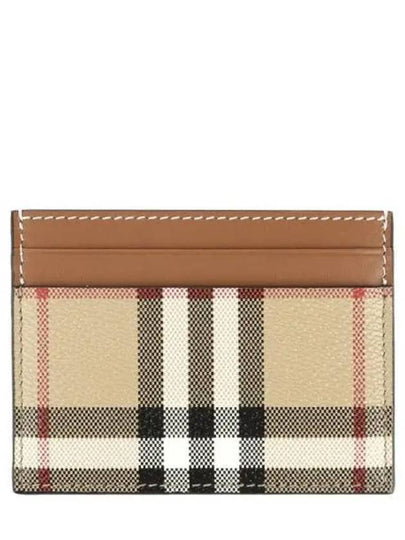 Check Print Leather Card Holder Beige - BURBERRY - BALAAN 2