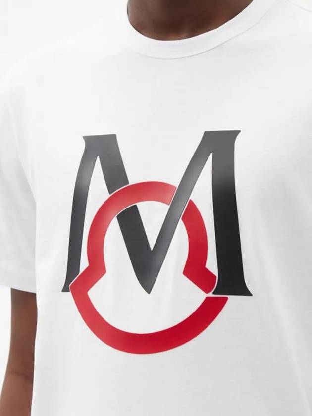 M logo two tone printed cotton short sleeve t shirt white 8C7E120 8390T 080 - MONCLER - BALAAN 3