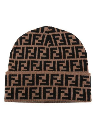 Wool Beanie Brown - FENDI - BALAAN 1