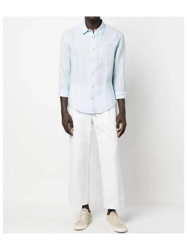 Cassel Linen Long Sleeve Shirt Light Blue - A.P.C. - BALAAN 4