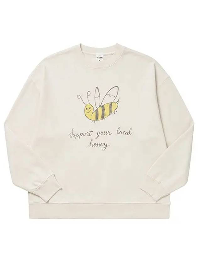 Women's Oversized Honey Print Sweatshirt Ivory - RE/DONE - BALAAN 1