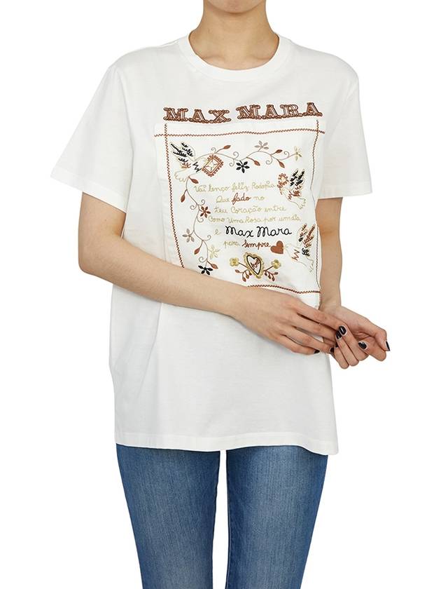 Logo Cotton Short Sleeve T-Shirt White - MAX MARA - BALAAN 6