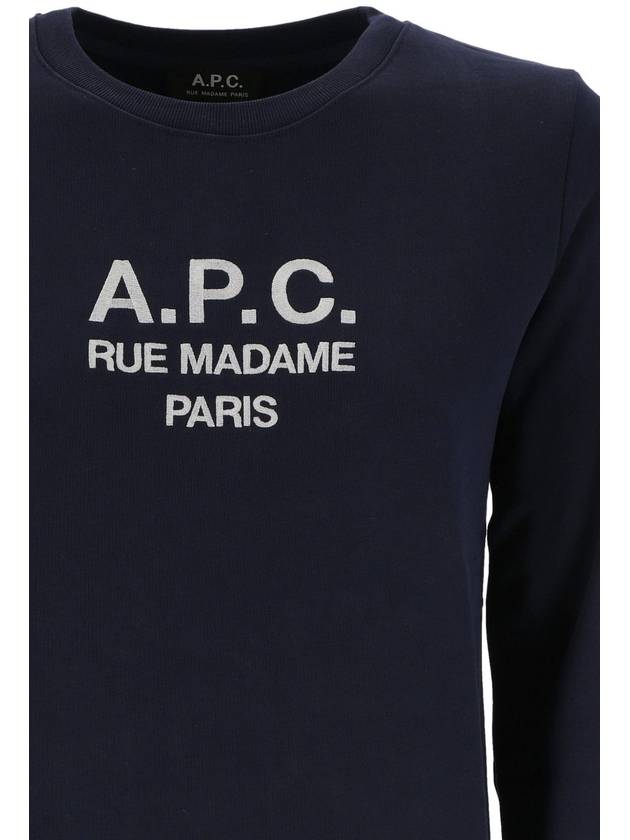 Women's TINa Logo Sweat Sweatshirt Navy - A.P.C. - BALAAN 4