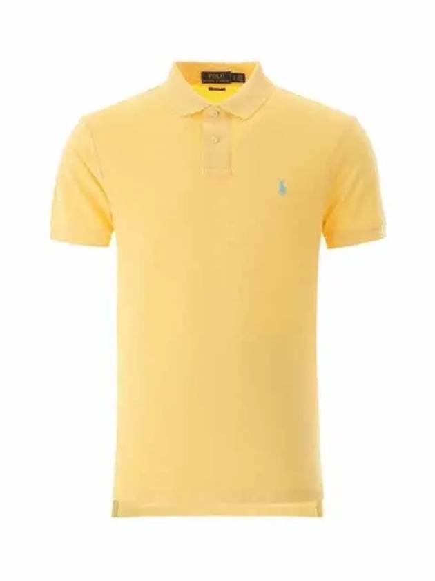 Men's Mint Embroidery Logo Short Sleeve PK Shirt Light Yellow - POLO RALPH LAUREN - BALAAN.