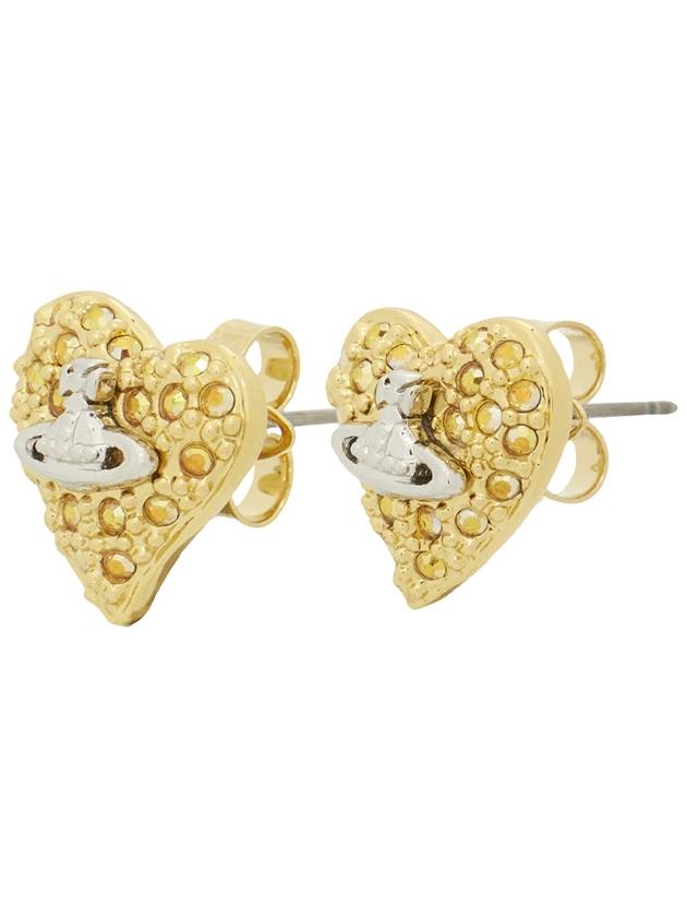 Women's Tiny Diamante Heart Earrings Gold - VIVIENNE WESTWOOD - BALAAN 3