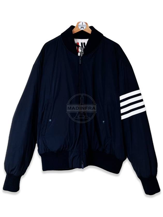 Poly Twill 4-Bar Oversized Knit Down Bomber Jacket Navy - THOM BROWNE - BALAAN 2