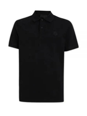 8A00004 899UR 999 Matte Black Logo Patch Short Sleeve Collar - MONCLER - BALAAN 1