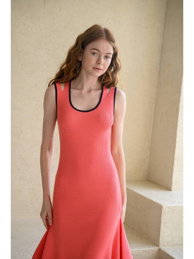 Caisienne slim fit sleeveless slit unbalanced knit dress_coral - CAHIERS - BALAAN 7