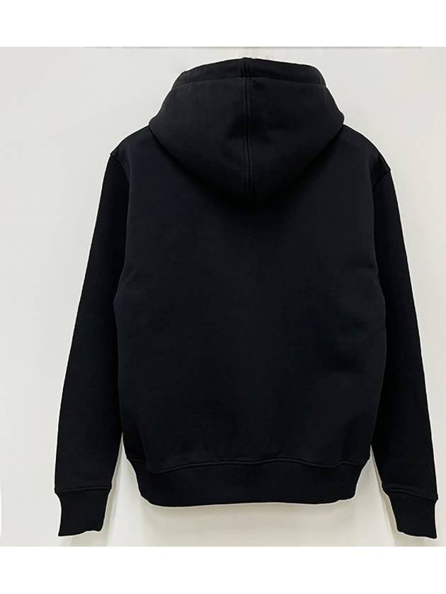 Heart Logo Drawstring Cotton Zip-Up Hoodie Black - AMI - BALAAN 3