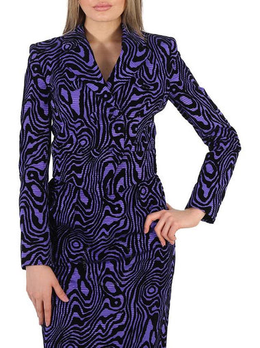 Moschino Ladies Purple Moire Effect Jacquard Blazer, Brand Size 38 (US Size 4) - MOSCHINO - BALAAN 1