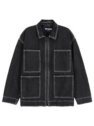 Regular Jacket Washed Black Denim - SUNNEI - BALAAN 1