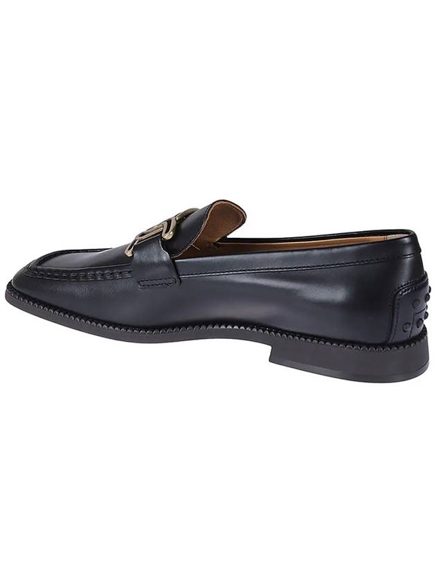 Kate Metal Chain Leather Loafers Black - TOD'S - BALAAN 4