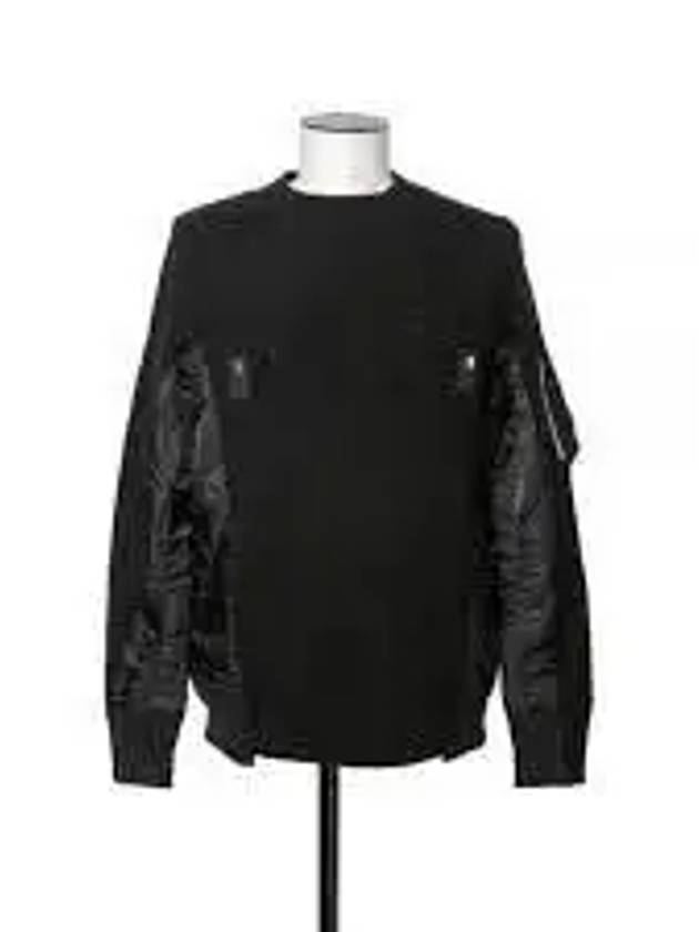 Nylon Twill Wool Knit Top Black - SACAI - BALAAN 2