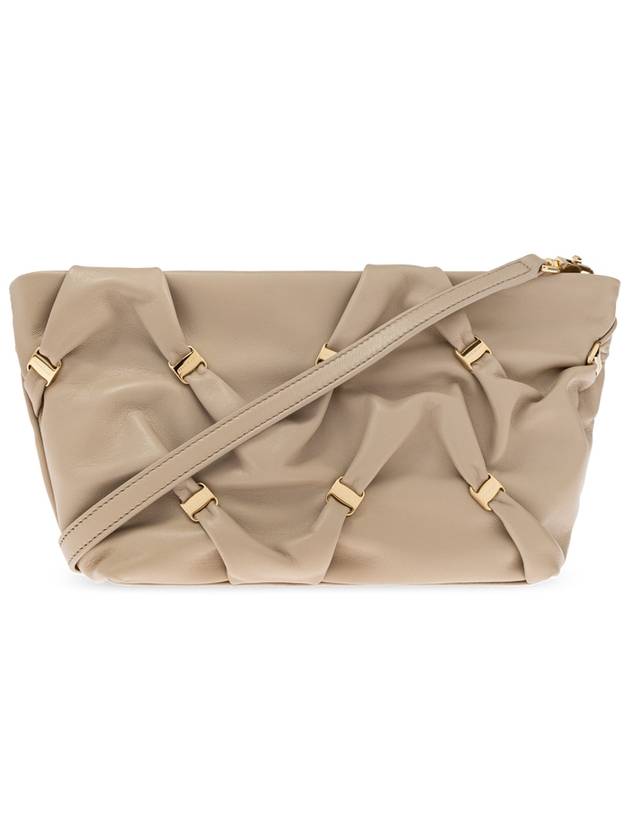 FERRAGAMO Leather Shoulder Bag With Appliqués, Women's, Beige - SALVATORE FERRAGAMO - BALAAN 1