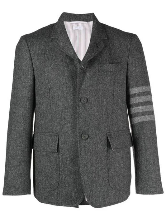 Donegal Tweed 4 Bar Single Breasted Blazer Jacket Grey - THOM BROWNE - BALAAN 2