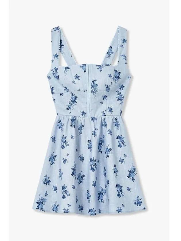 Flower pattern linen dress Sheri blue - REFORMATION - BALAAN 1