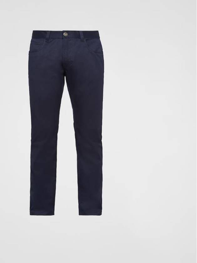 Stretch Drill Five-Pocket Cotton Jeans Navy - PRADA - BALAAN 2