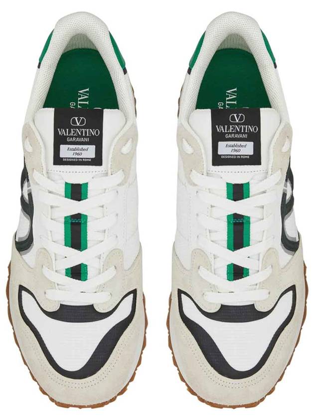 V Logo Low Top Sneakers Green White - VALENTINO - BALAAN 5