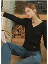 Effloresce V-neck Wrap Knit Top Black - MICANE - BALAAN 3