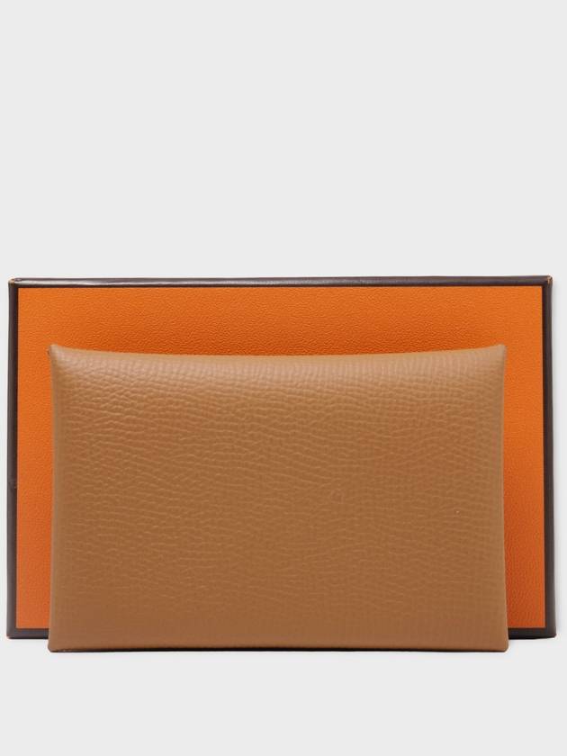 Calvi Epsom Palladium Hardware Card Wallet Gold - HERMES - BALAAN 2