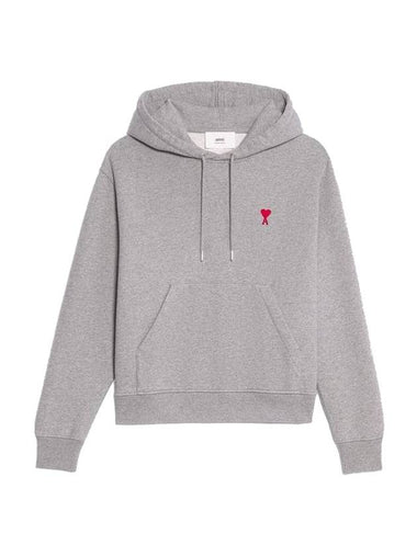 Heart Small Logo Hoodie Grey - AMI - BALAAN 1