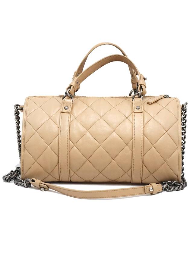 Chanel A92819 Beige Lambskin Quilted CC Logo Bowling Chain Shoulder Bag 21st - CHANEL - BALAAN 4