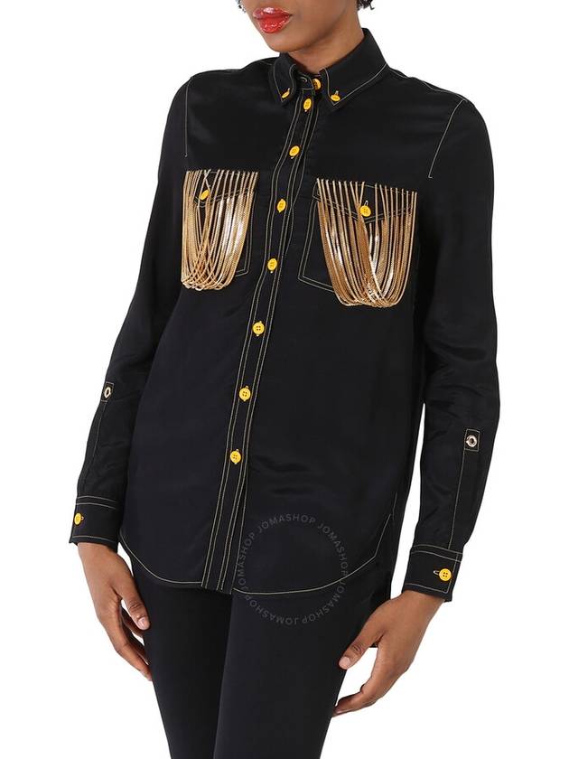 chain detail long sleeve shirt black - BURBERRY - BALAAN 3