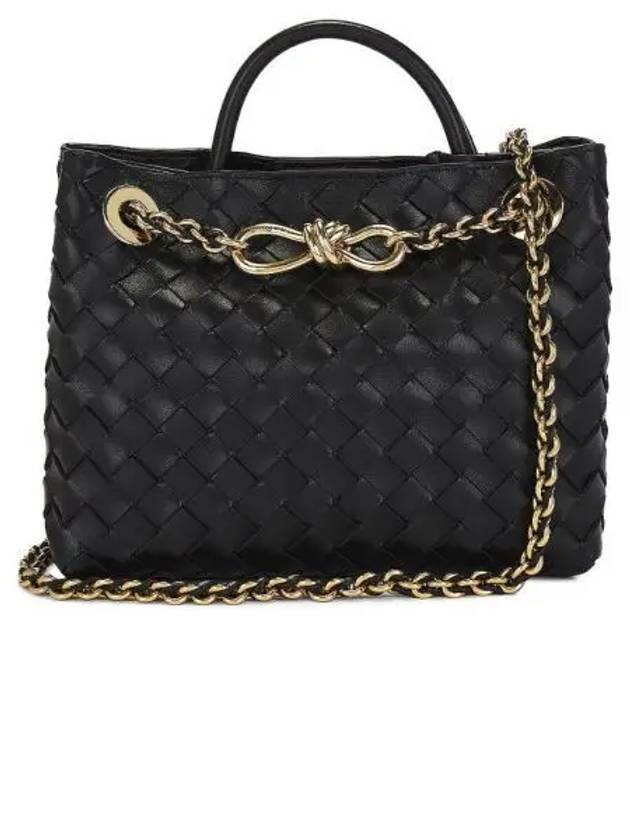 Andiamo Chain Small Leather Tote Bag Black - BOTTEGA VENETA - BALAAN 2