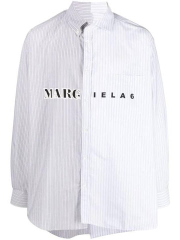 Logo Stripe Long Sleeve Shirt Grey White - MAISON MARGIELA - BALAAN 1