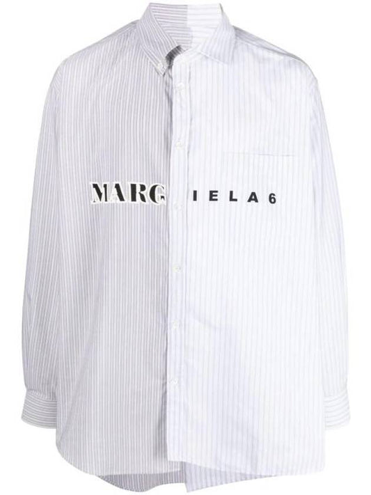 Logo Stripe Long Sleeve Shirt Grey White - MAISON MARGIELA - BALAAN 1