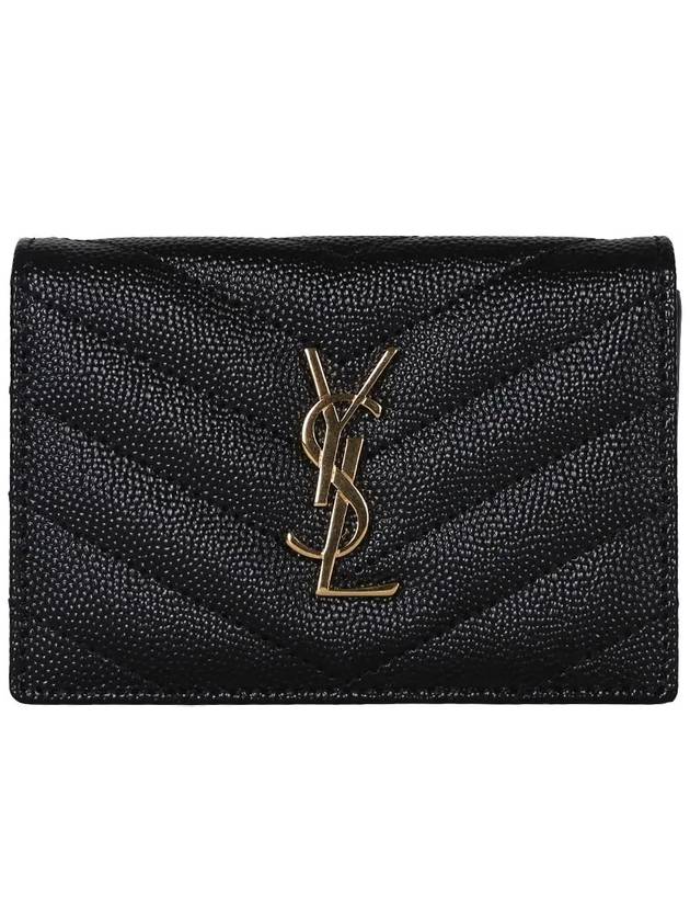 Monogram Caviar Embossed Business Card Wallet Black - SAINT LAURENT - BALAAN 2